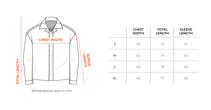 Purple Printed Regular Windbreaker size chart
