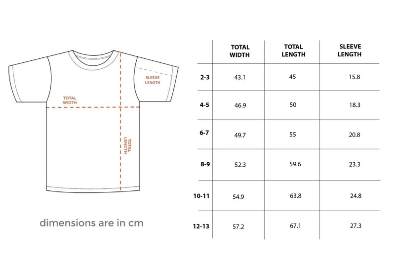Off-White Super Oversized Kids Tee size chart