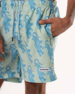 Alligator Green Striped Swim Shorts Swim Shorts IN YOUR SHOE XL 