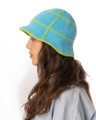 Aqua & Lemon Crochet Bucket Hat Bucket IN YOUR SHOE 