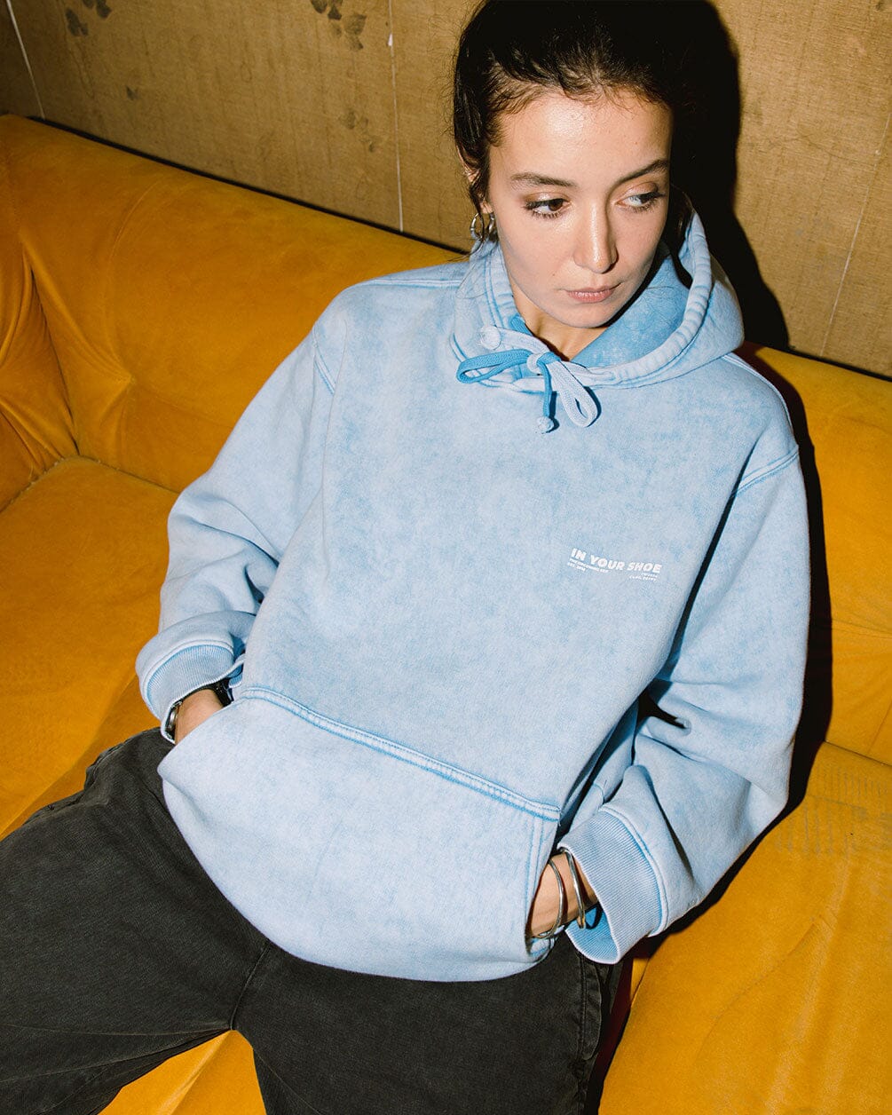 Washed hot sale blue hoodie