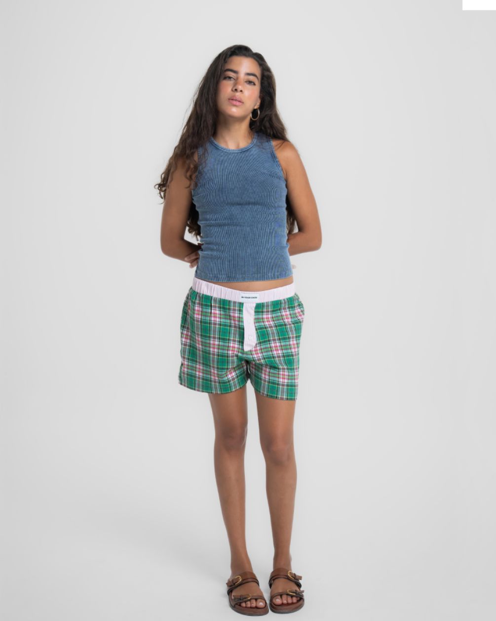Baby Blue Washed Halter Tank Top Tank Tops IN YOUR SHOE 