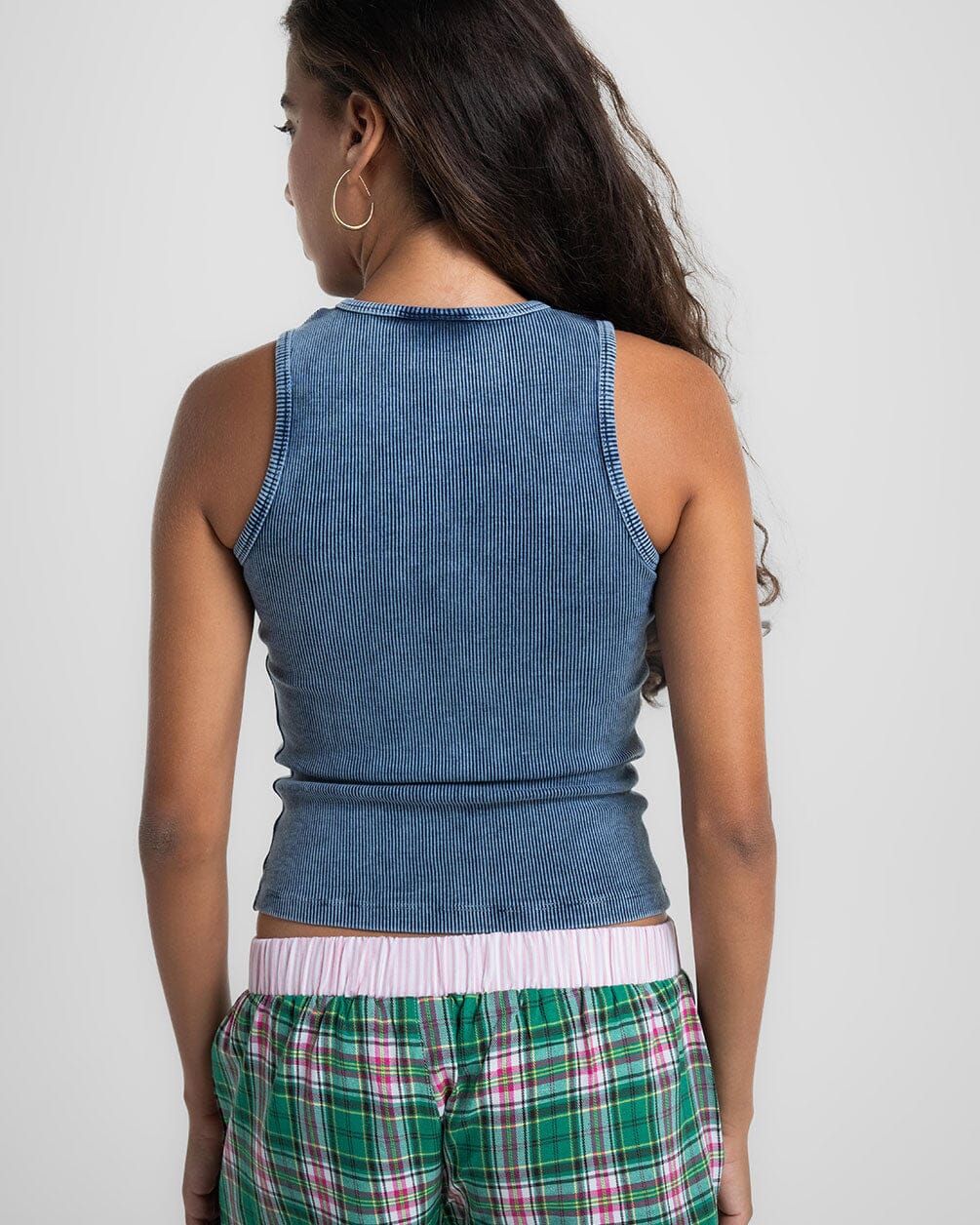 Baby Blue Washed Halter Tank Top Tank Tops IN YOUR SHOE S 