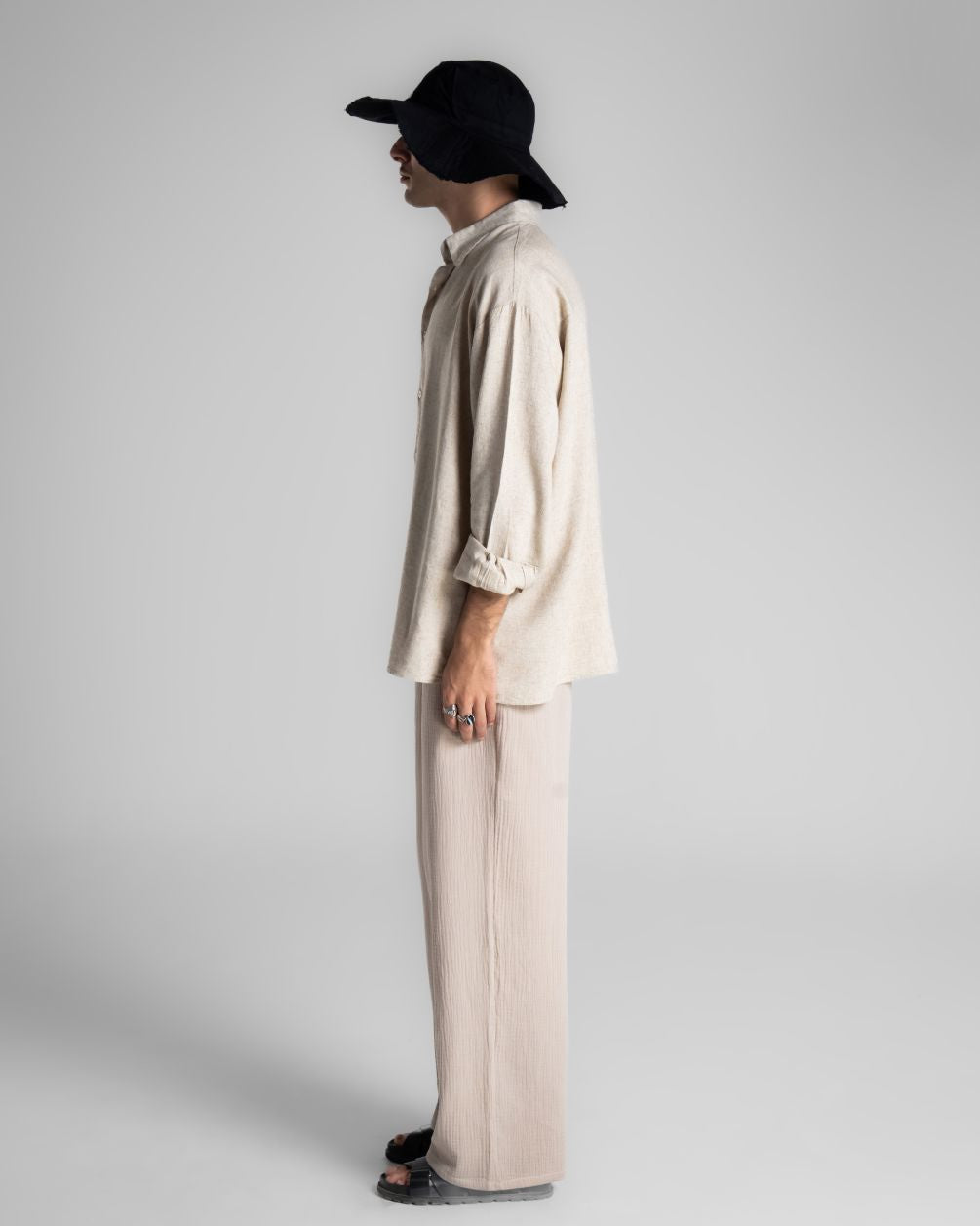 Beige Boyfriend Linen Shirt Boyfriend Shirt IN YOUR SHOE 