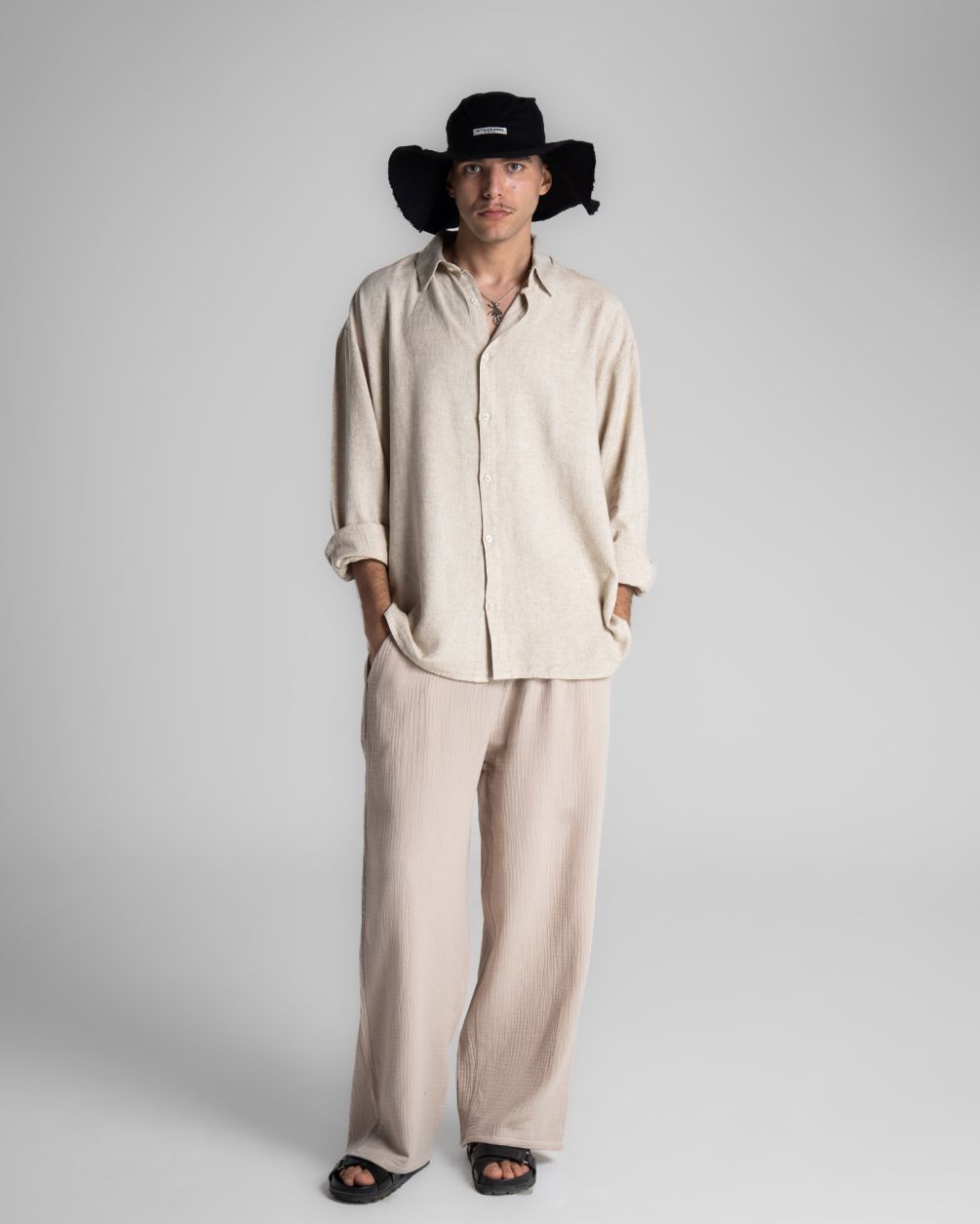 Beige Boyfriend Linen Shirt Boyfriend Shirt IN YOUR SHOE 