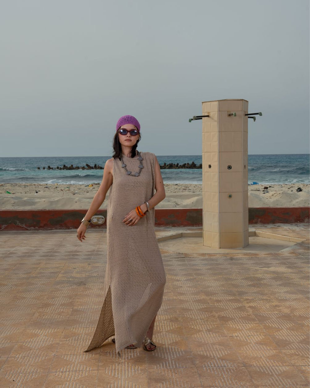 Beige Crochet Fishnet Dress Fishnet Dress IN YOUR SHOE S 