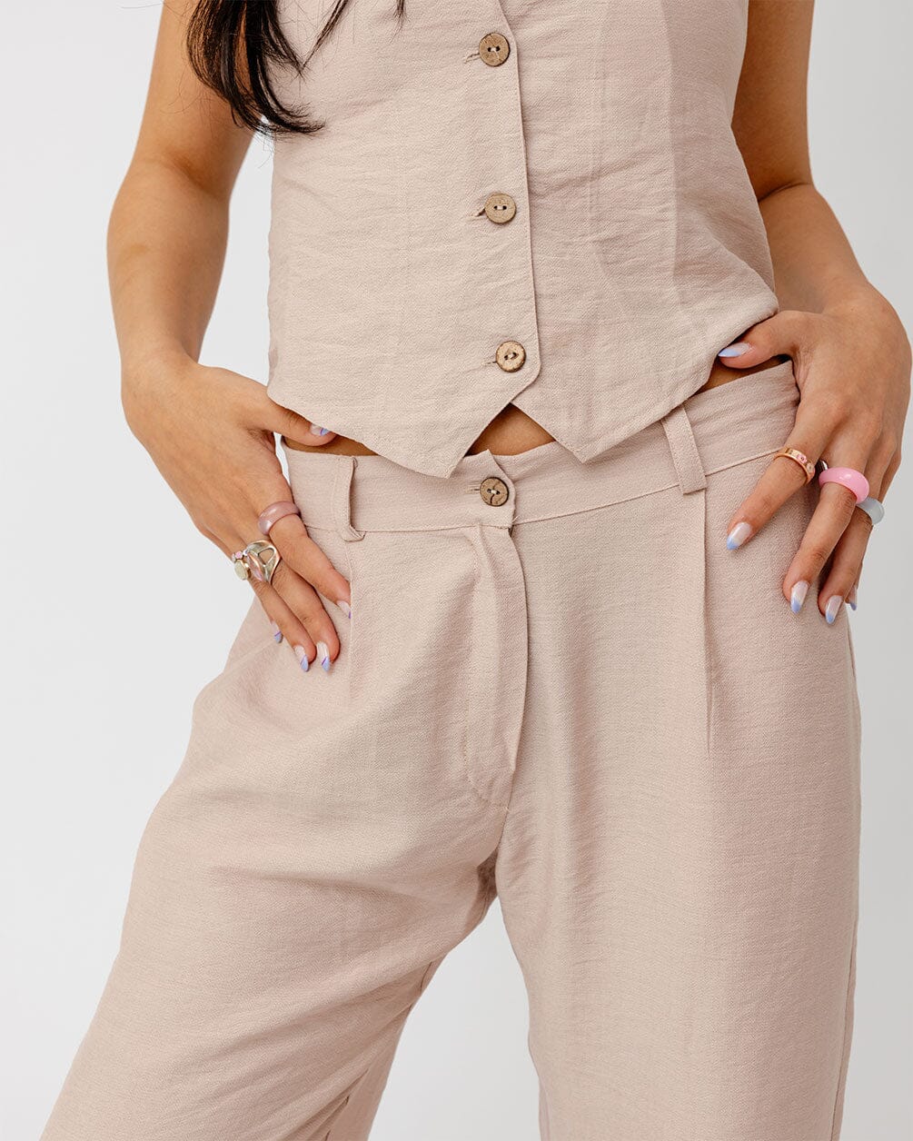 Beige Linen Pants Linen Pants IN YOUR SHOE M 