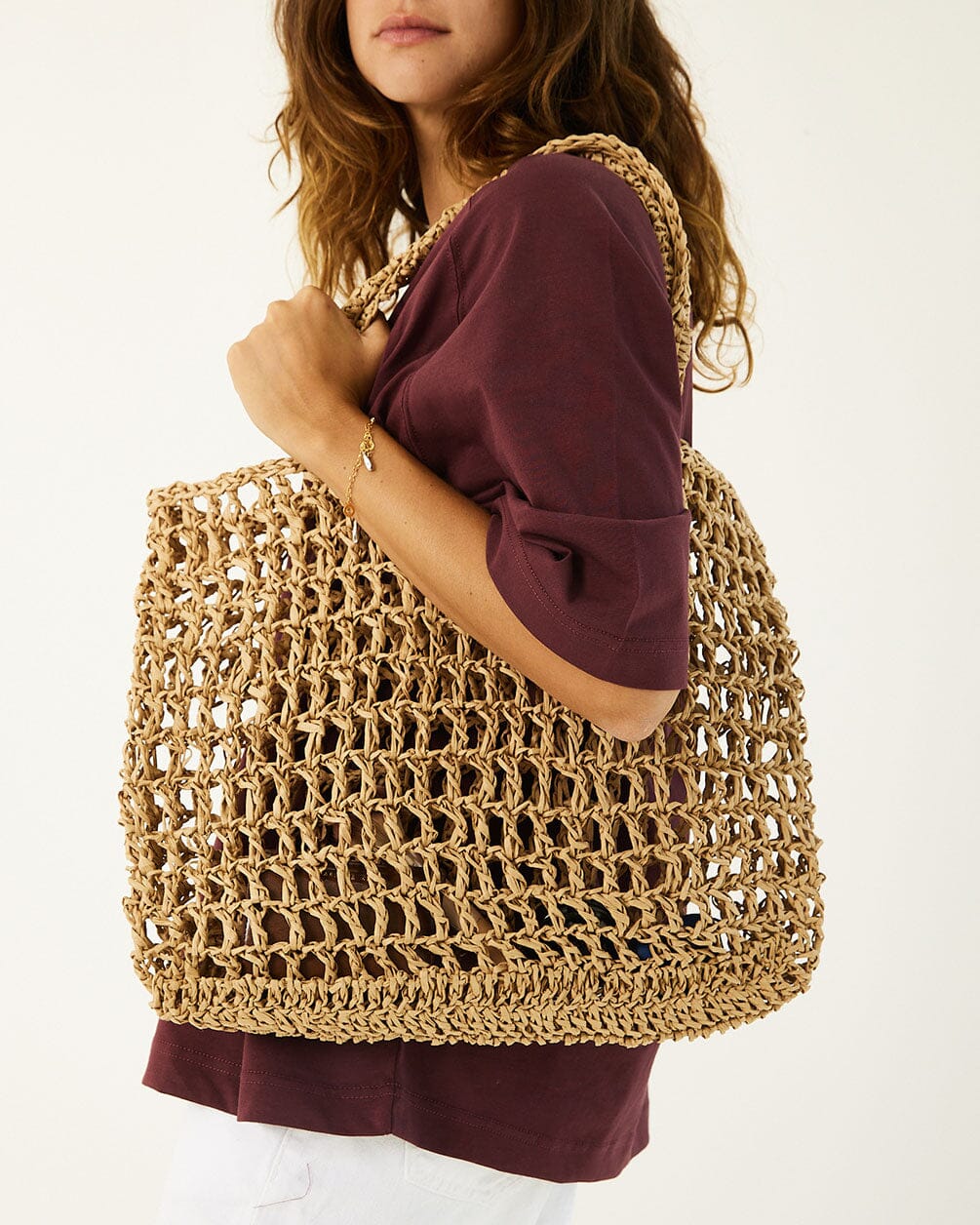 Beige Net Tote Bag Net Tote Bag IN YOUR SHOE 