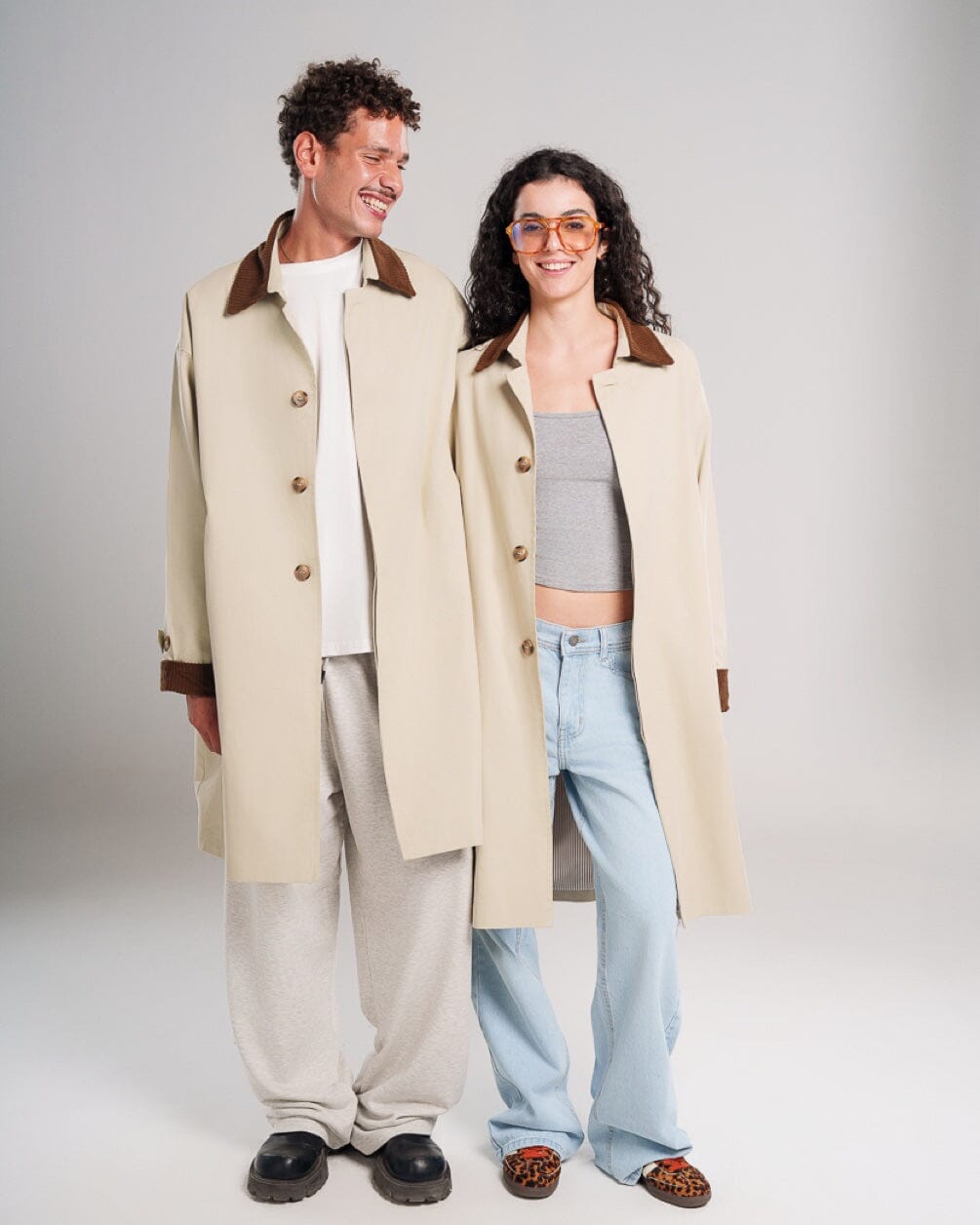 Beige Oversized Light Gabardine Coat Coats IN YOUR SHOE L-XL 