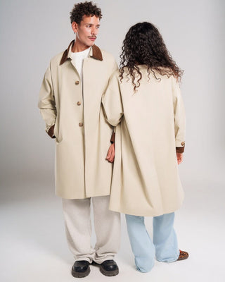 Beige Oversized Light Gabardine Coat Coats IN YOUR SHOE S-M 