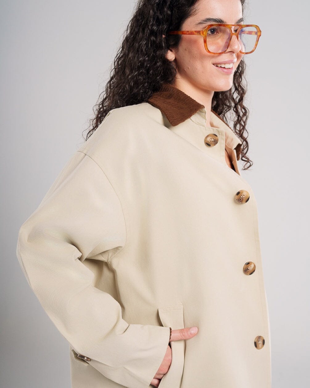 Beige Oversized Light Gabardine Coat Coats IN YOUR SHOE 