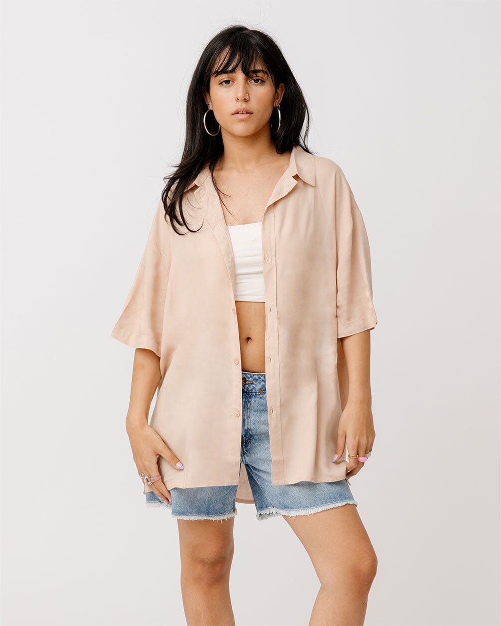 Beige Short Sleeve Shirt Short Sleeve Shirt IN YOUR SHOE S 