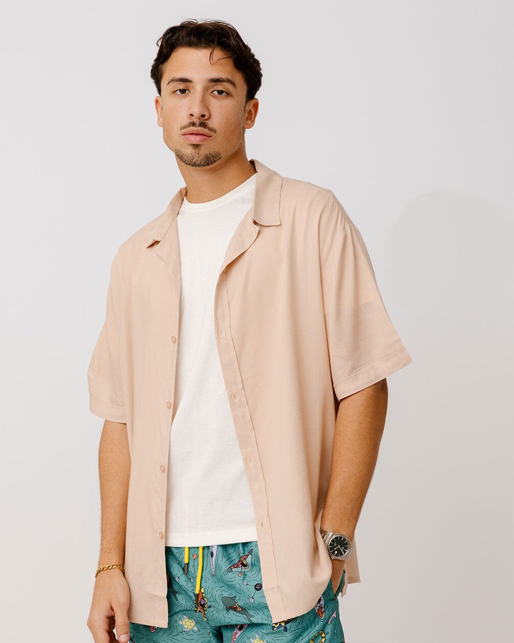 Beige Short Sleeve Shirt Short Sleeve Shirt IN YOUR SHOE M 