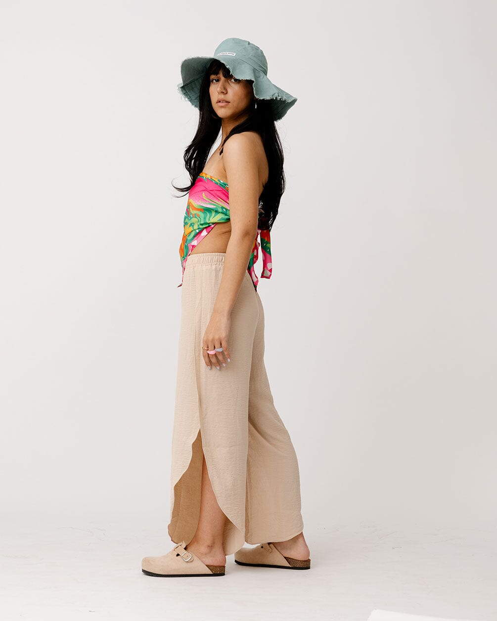 Beige Slit Pants Slit Pants IN YOUR SHOE M 