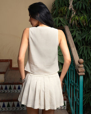 Beige Tied Up Linen Vest Linen Vest IN YOUR SHOE 