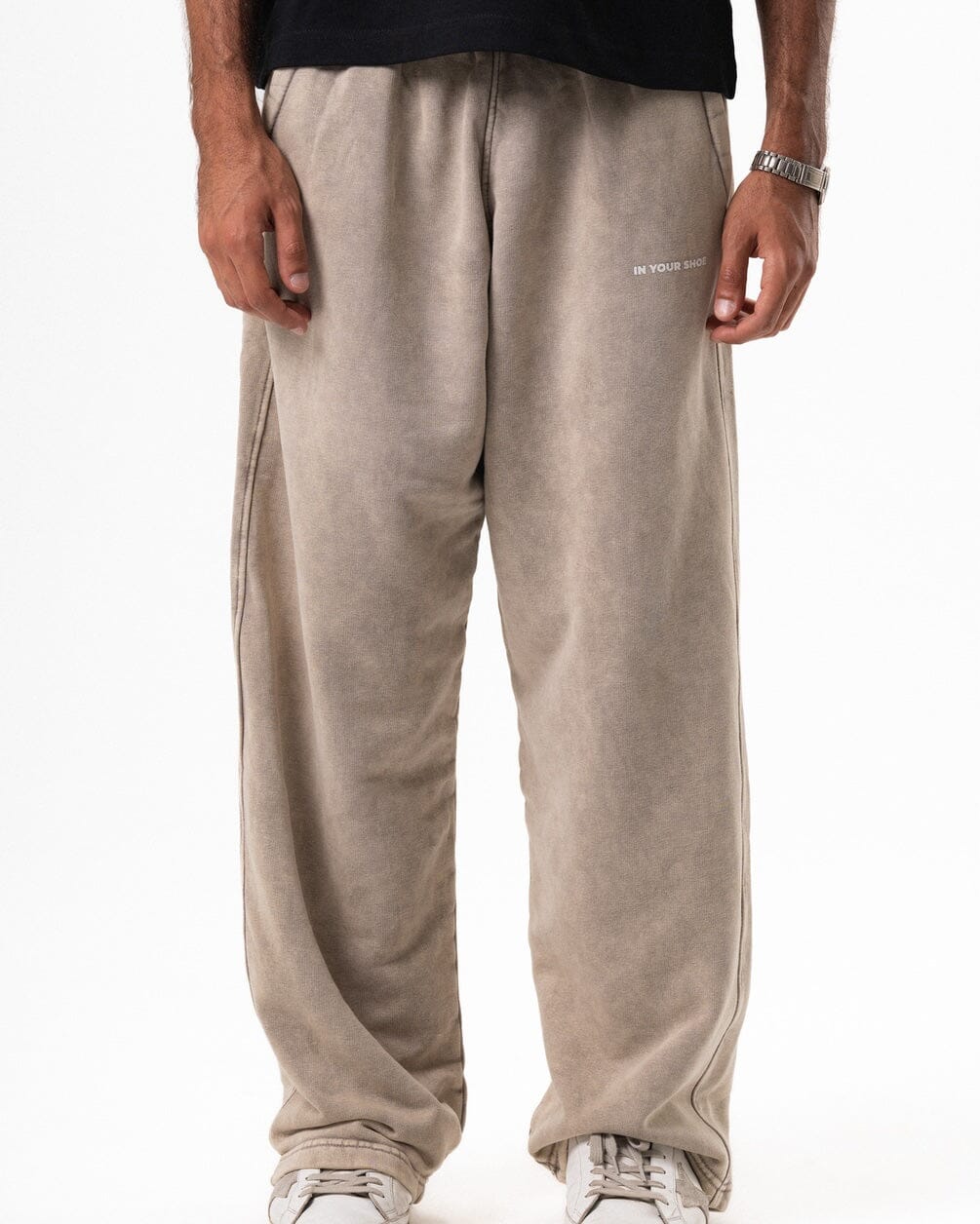 Beige Washed Wide Leg Swants Swants IN YOUR SHOE M 