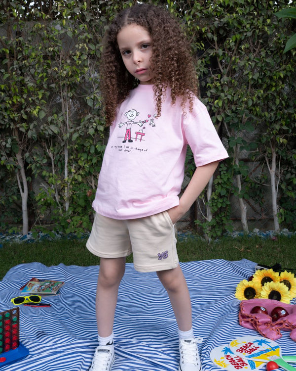 Beige Wide-Leg Kids Sworts