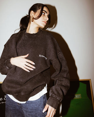 Black Acid Washed Crewneck Acid Washed Crewnecks IN YOUR SHOE S 