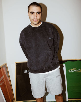 Black Acid Washed Crewneck Acid Washed Crewnecks IN YOUR SHOE L 