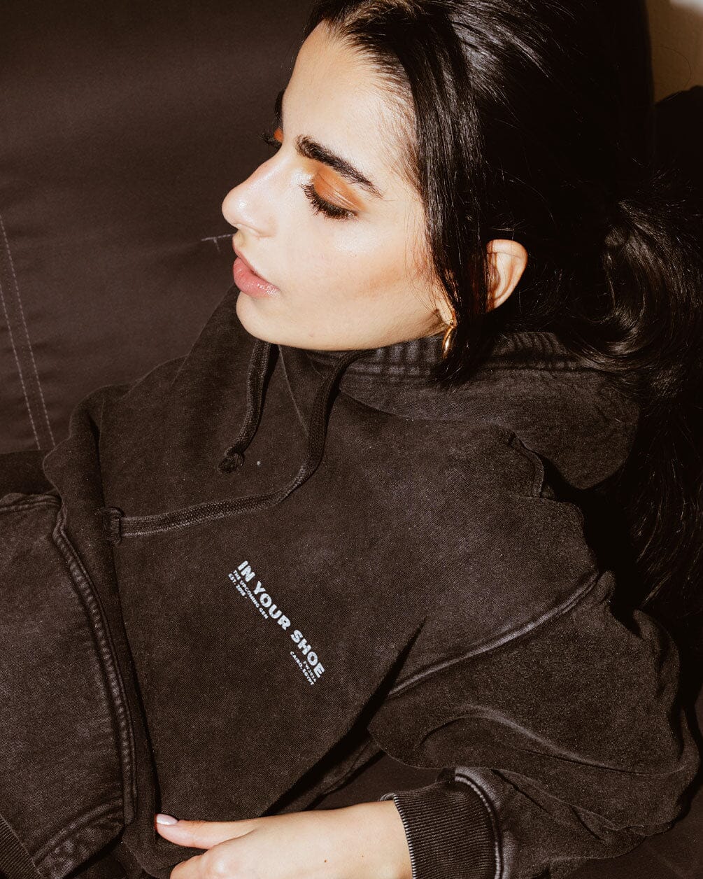 Black Acid Washed Hoodie Acid Washed Hoodies IN YOUR SHOE M 