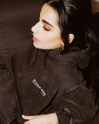 Black Acid Washed Hoodie Acid Washed Hoodies IN YOUR SHOE M 