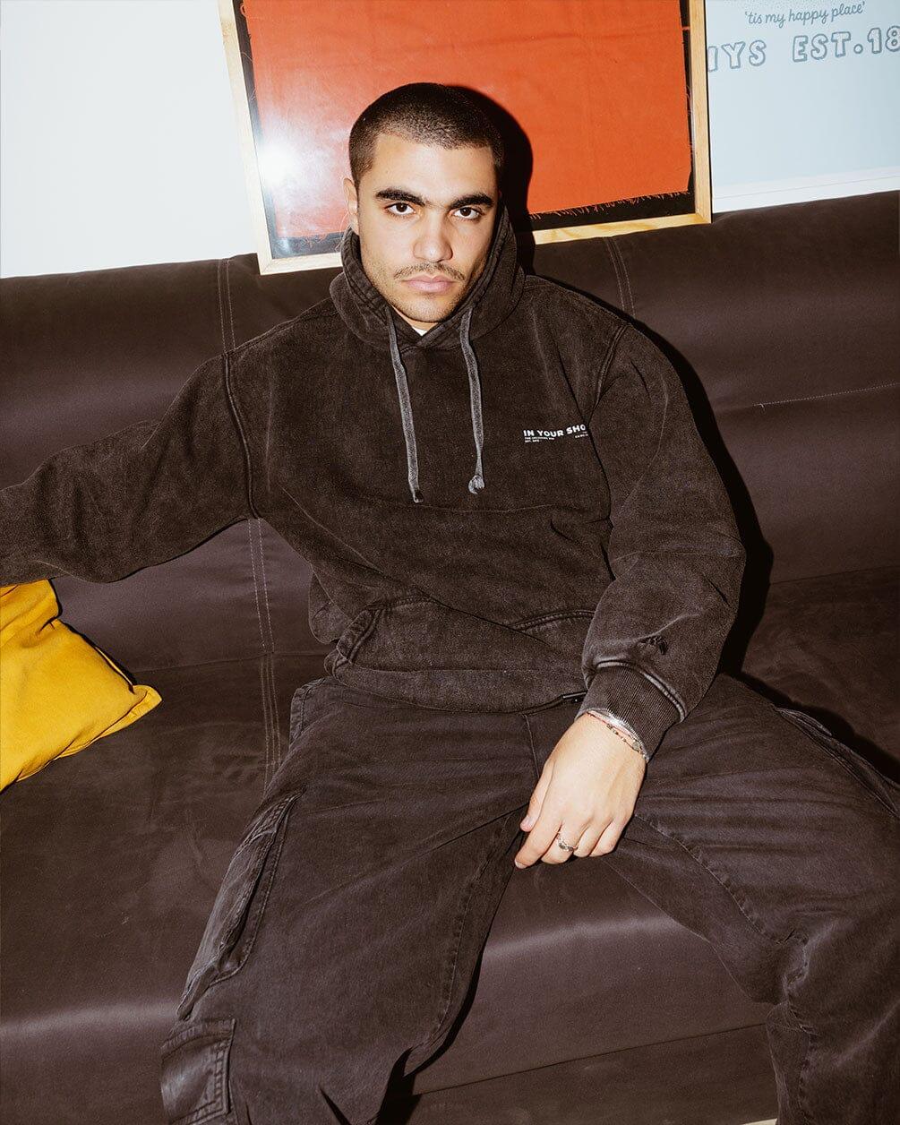 Black Acid Washed Hoodie Acid Washed Hoodies IN YOUR SHOE L 