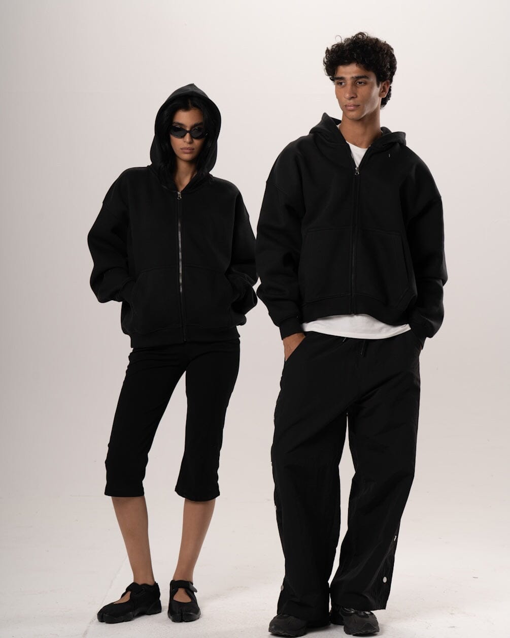 Black Basic Boxy Zip-Up Hoodie Zip Up Hoodies IN YOUR SHOE S 