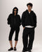 Black Basic Boxy Zip-Up Hoodie