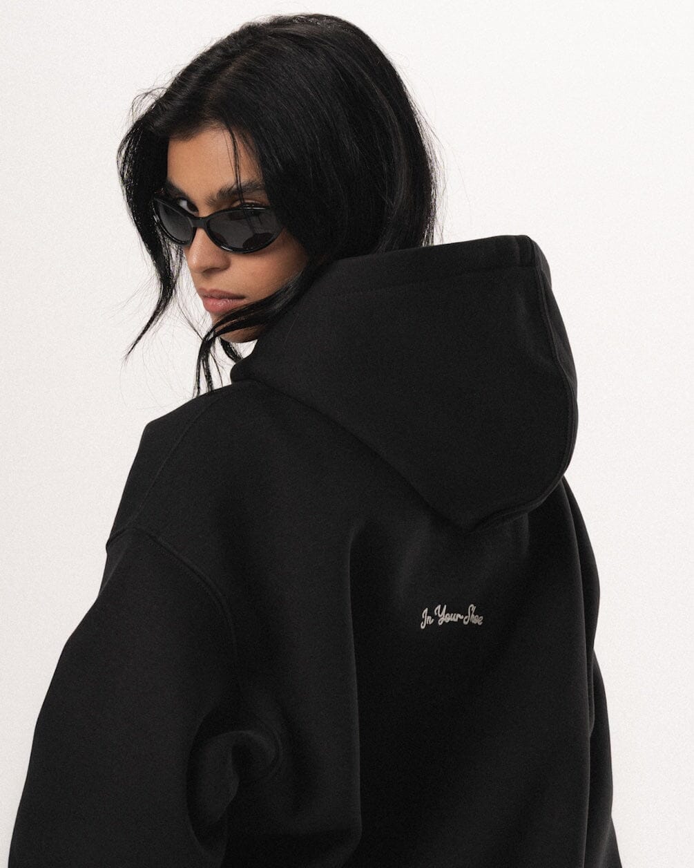 Black Basic Boxy Zip-Up Hoodie Zip Up Hoodies IN YOUR SHOE 