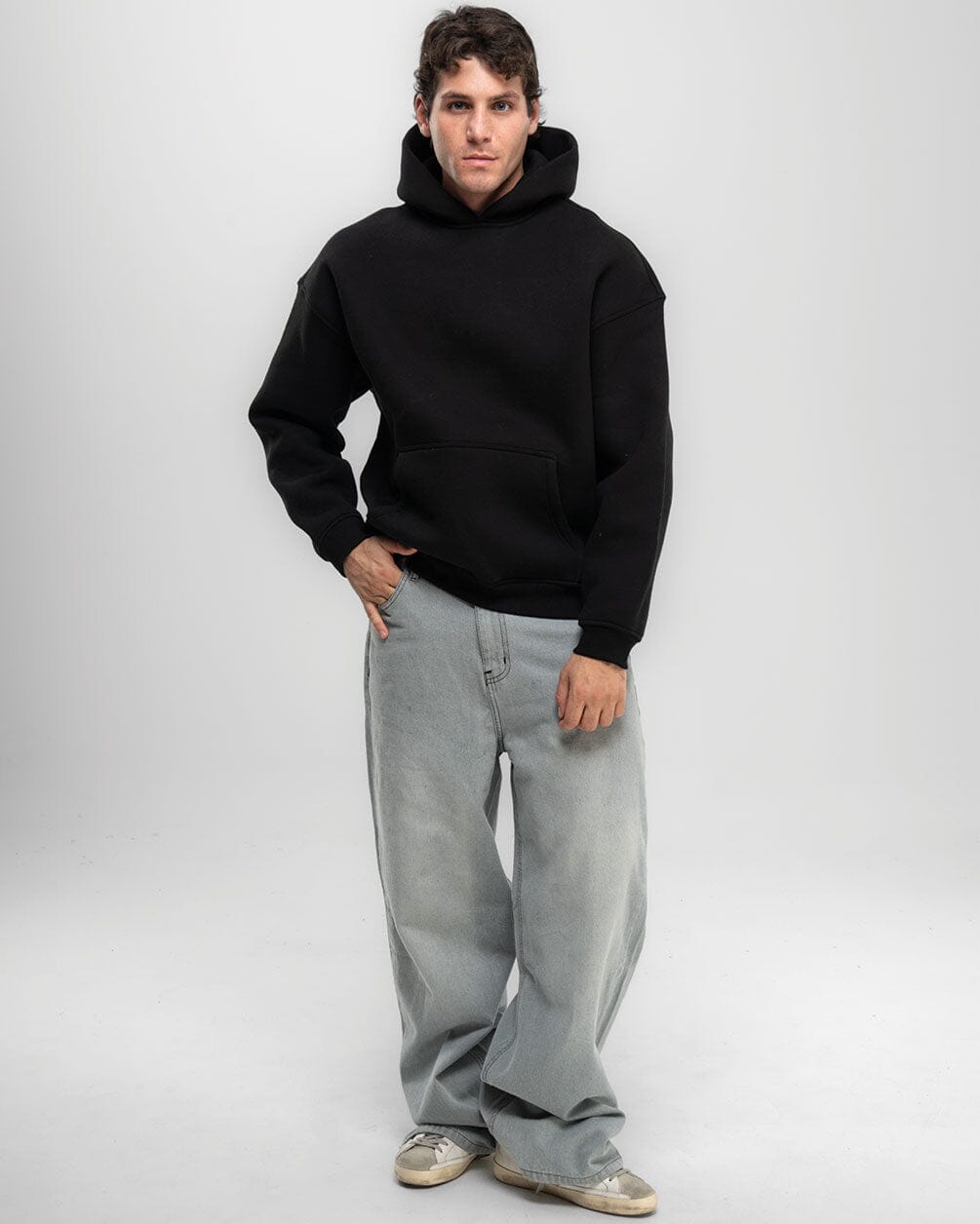 Black Basic Heavy Oversized Hoodie Plain Hoodies IN YOUR SHOE 