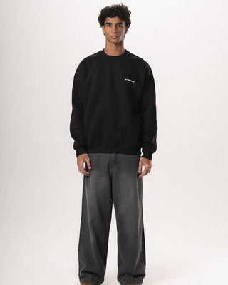 Black Basic Oversized Crewneck Crewnecks IN YOUR SHOE M 