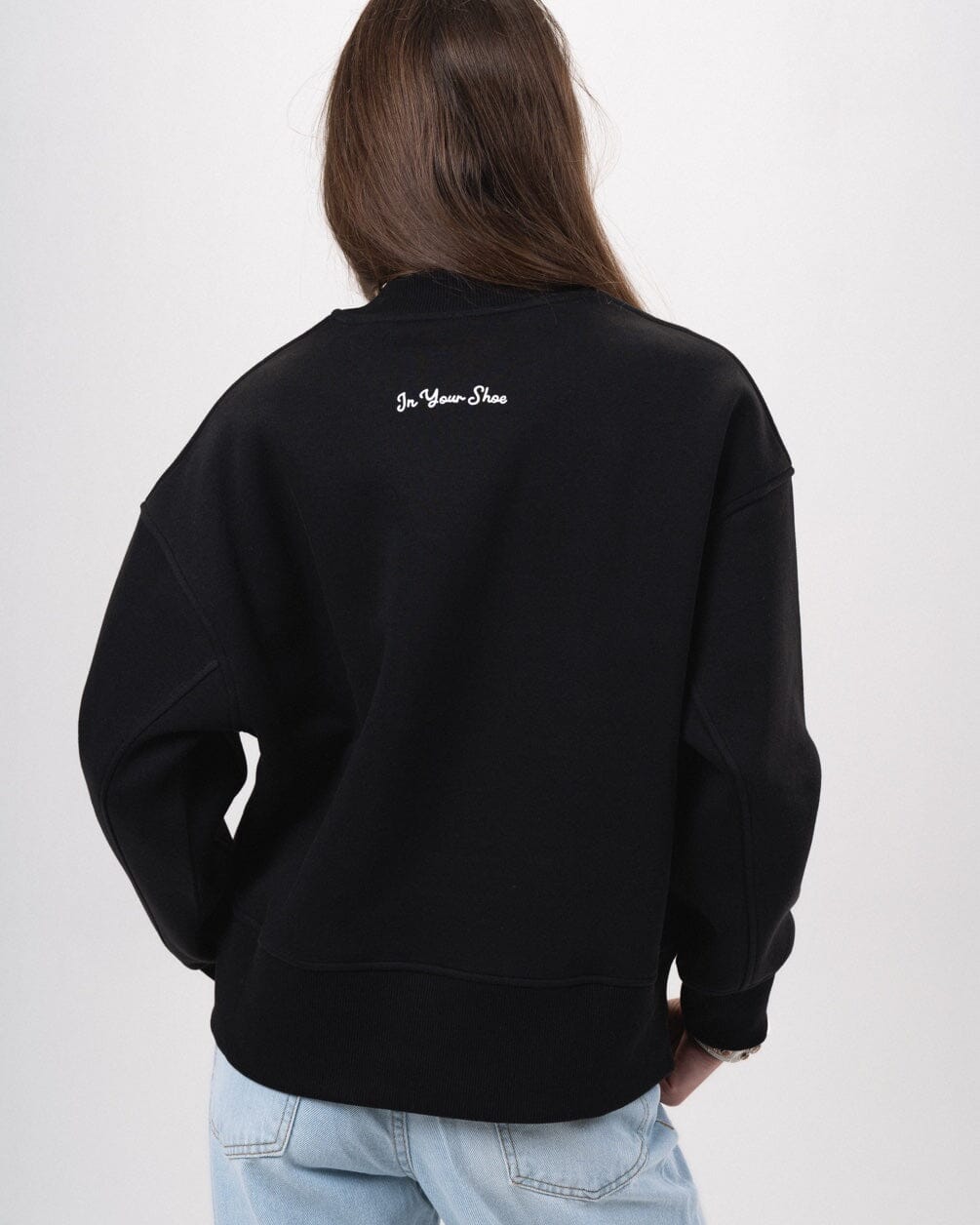 Black Boxy Crewneck Acid Washed Crewnecks IN YOUR SHOE 