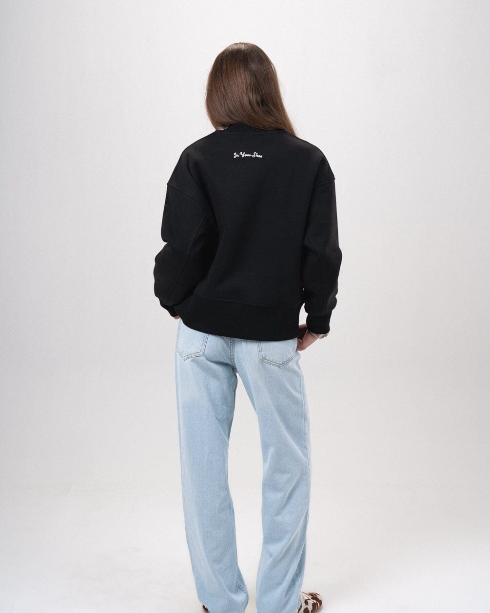 Black Boxy Crewneck Acid Washed Crewnecks IN YOUR SHOE XL 