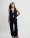 Black Casual Tied Up Linen Vest
