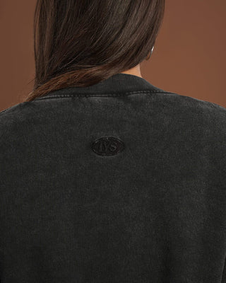 Black Cropped V-Neck Sweatshirt Cropped Sweatshirts IN YOUR SHOE 