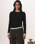 Black Double Layered Long Sleeve Top