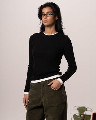 Black Double Layered Long Sleeve Top Long Sleeve Tops IN YOUR SHOE L 