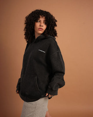 Black IYS Washed Hoodie Acid Washed Hoodies IN YOUR SHOE S 