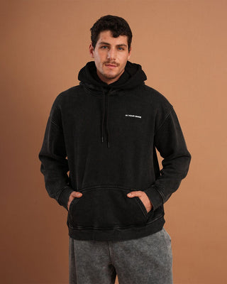 Black IYS Washed Hoodie Acid Washed Hoodies IN YOUR SHOE L 