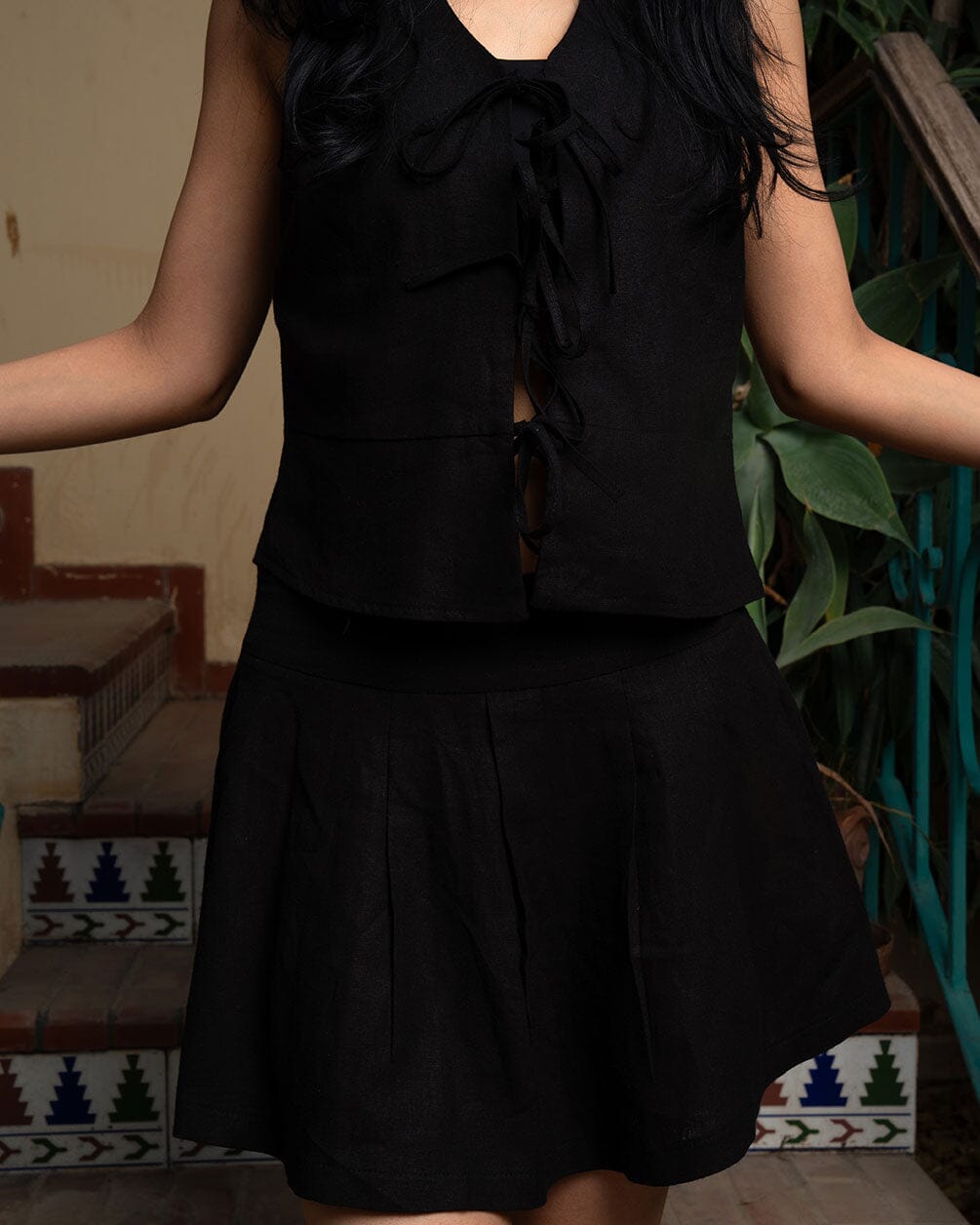 Black Linen Skirt Linen Skirt IN YOUR SHOE M 