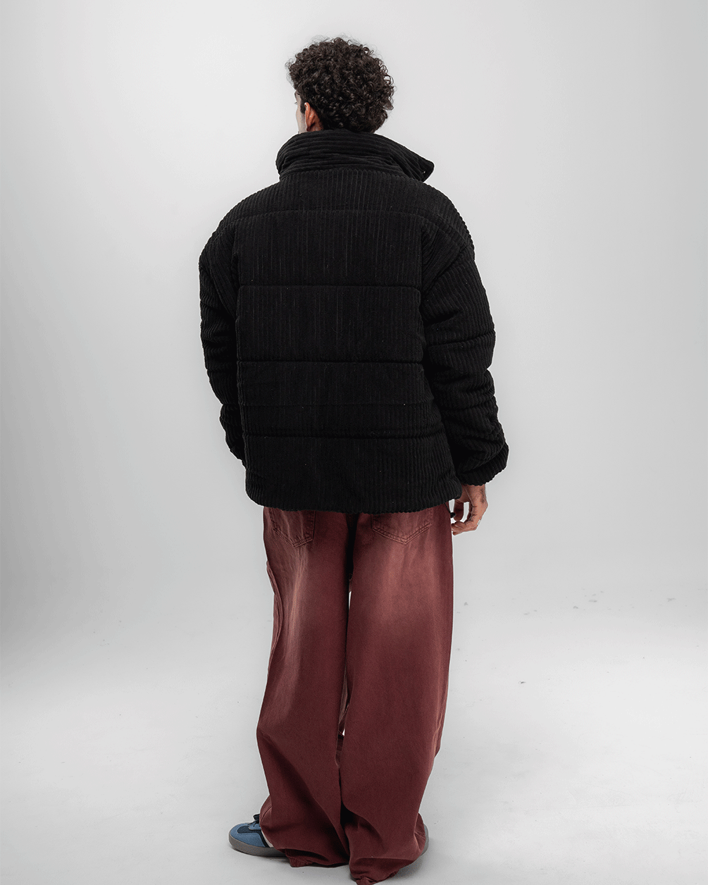 Black Oversized Corduroy Puffer Jacket Curduroy Jackets IN YOUR SHOE 
