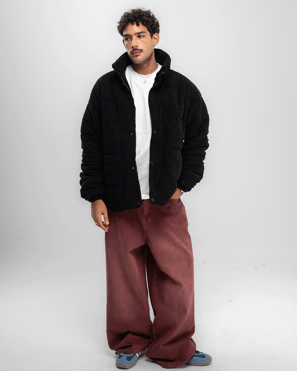 Black Oversized Corduroy Puffer Jacket Curduroy Jackets IN YOUR SHOE 