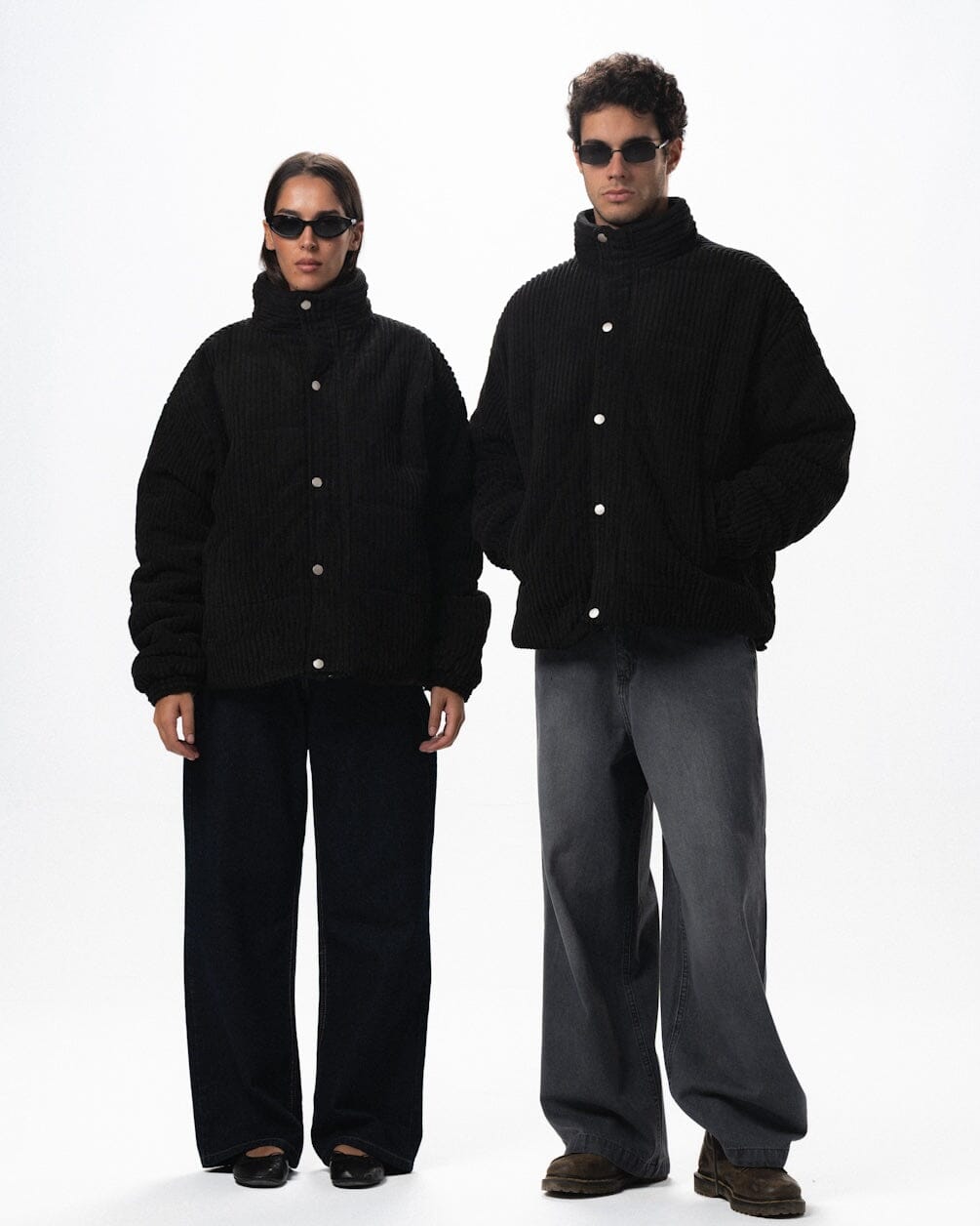 Black Oversized Corduroy Puffer Jacket Curduroy Jackets IN YOUR SHOE S 