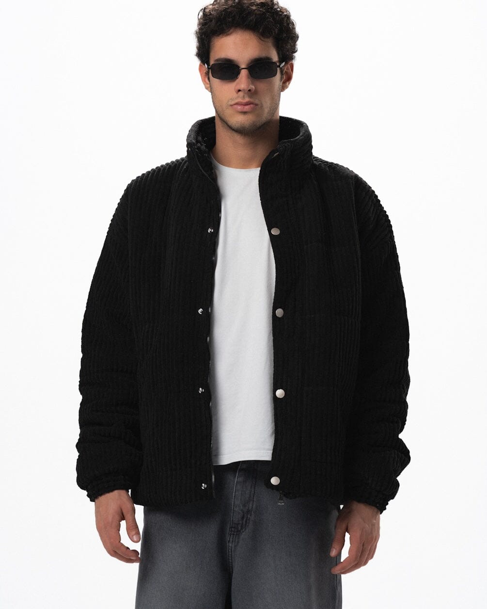 Black Oversized Corduroy Puffer Jacket Curduroy Jackets IN YOUR SHOE 