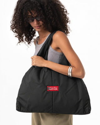 Black Oversized Gym Tote Bag Nylon Tote Bag IN YOUR SHOE 