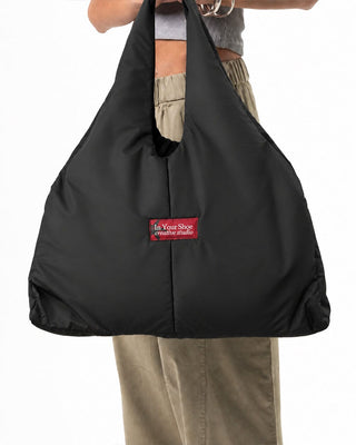 Black Oversized Gym Tote Bag Nylon Tote Bag IN YOUR SHOE 