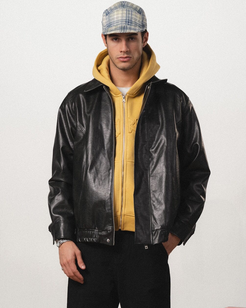 Black Oversized Leather Jacket Leather Jacket IN YOUR SHOE L 