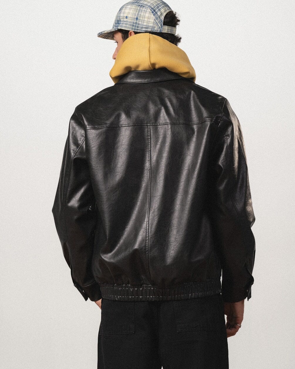 Black Oversized Leather Jacket Leather Jacket IN YOUR SHOE XL 