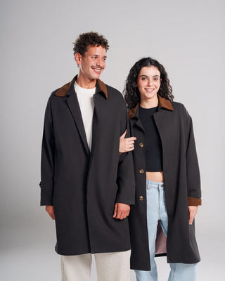 Black Oversized Light Gabardine Coat Coats IN YOUR SHOE S-M 