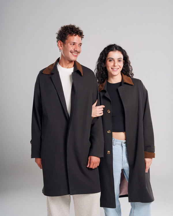 Black Oversized Light Gabardine Coat